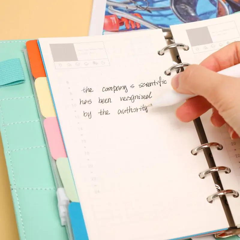 In Stock Colorful Multi Accessories PU Leather Loose Leaf 6 Rings A6 Budget Binder with Magnetic Buckle Closure