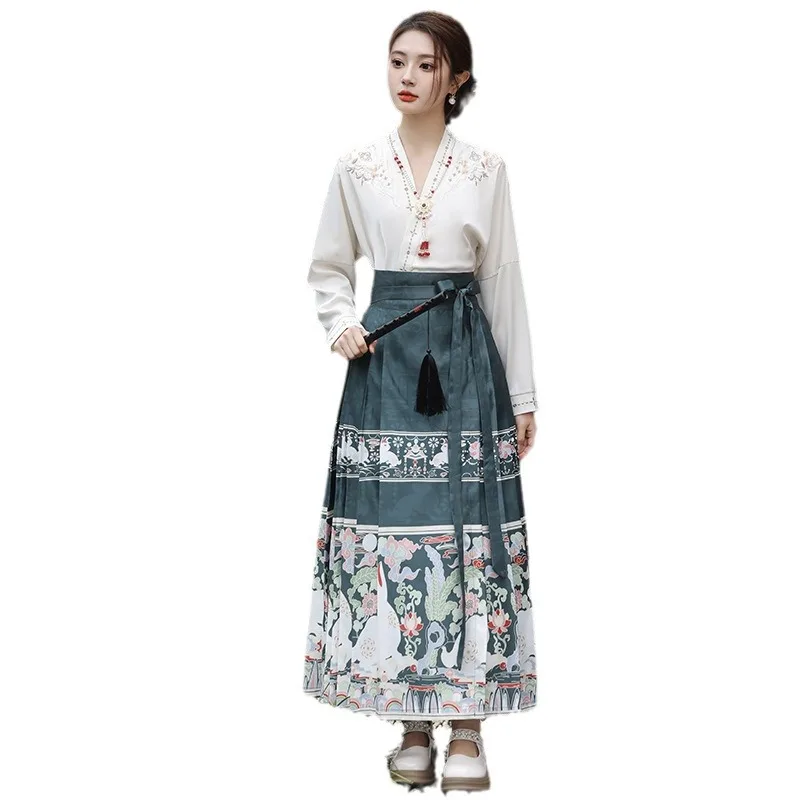 Hot Sale Elegant Long Dress Women Girls Ancient Chinese Traditional Hanfu Dress Horse Face Skirt For Women Stylish