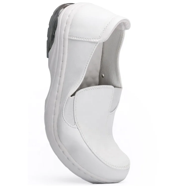 Wholesale Slip Resistant Waterproof EVA White Leather Wedge Nurse Shoes for Hospital