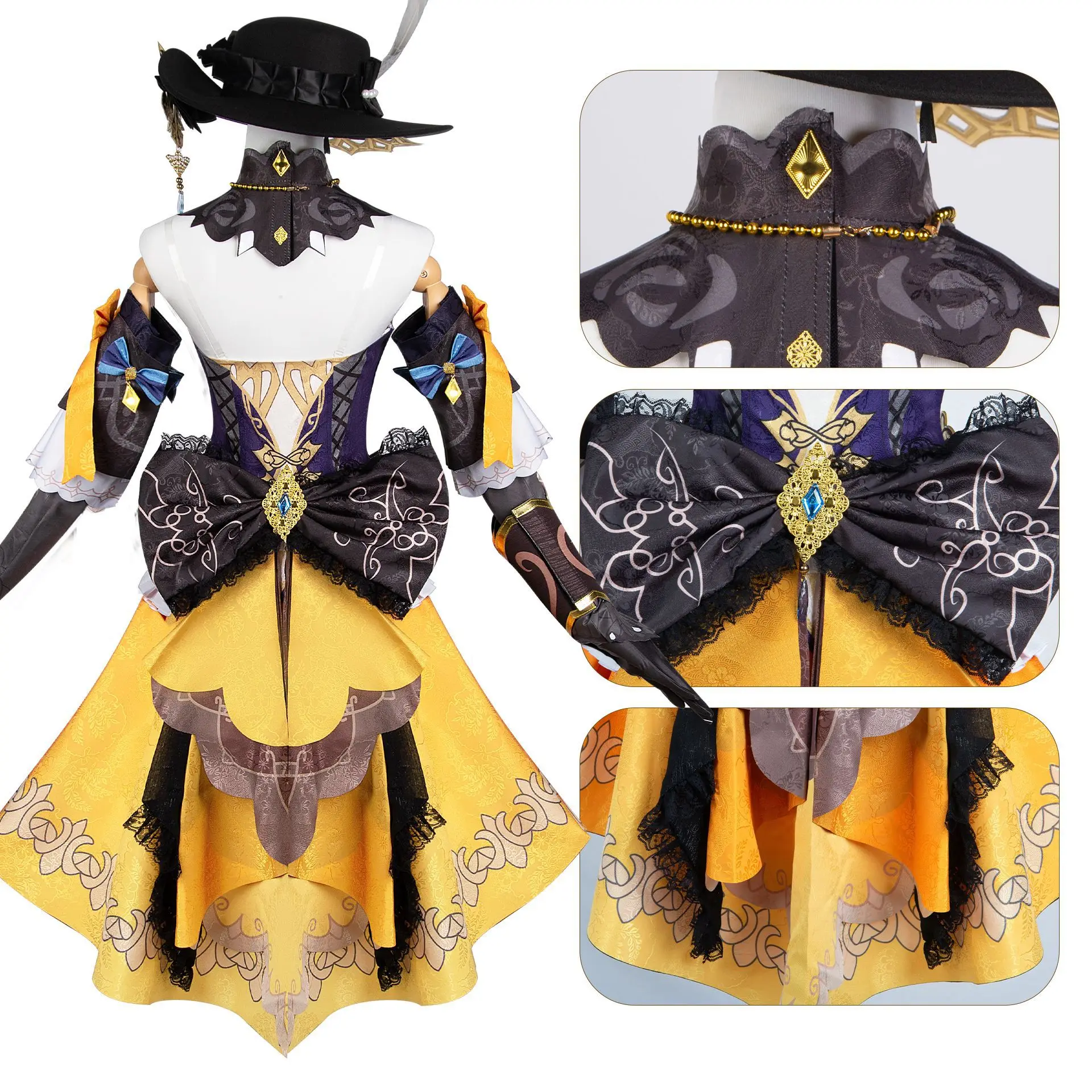 Anime  Genshin Impact Navia Cosplay  Costume Full Set With Hat Fontaine Navia Cosplay Shoes Dress Outfit Uniform