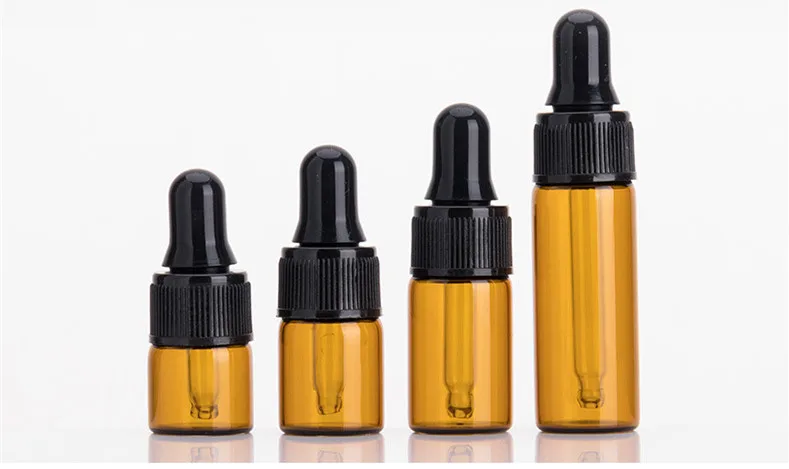 Empty refillable mini cobalt blue clear amber 1ml 2ml 2 ml liquid oil Skin Care Serum glass dropper bottle with long pipette