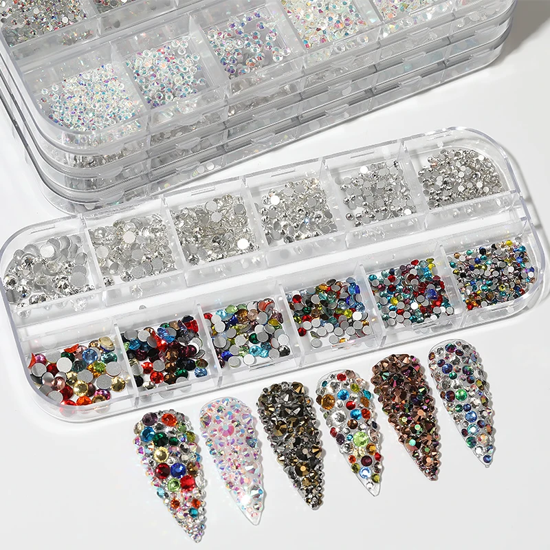 Мода 120 шт./кор. 3D AB Стразы стеклянная Смешанная форма женские сандалии с ремешками и крупными стразами коробки Нейл арт драгоценные камни оформление стразами наборы