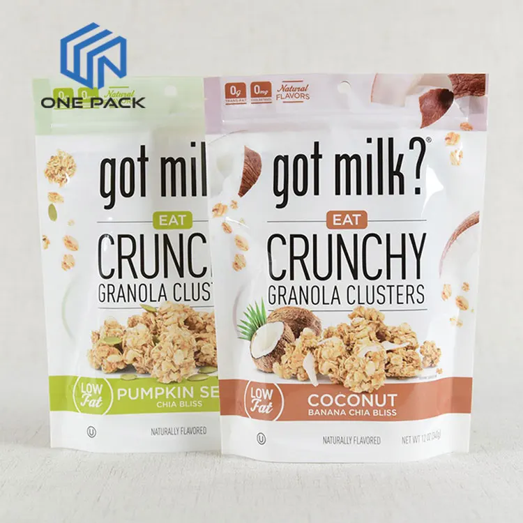 Wholesale Custom Printing Hot Sale Stand Up 340g Oatmeal Coconut food grade stand up pouches Mylar Grains Plastic Packaging