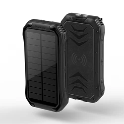 Waterproof Portable Solar Power Electronics Bank 30000mAh Dual USB Mini Battery Charger Magnetic Wireless Phone Bank With Light