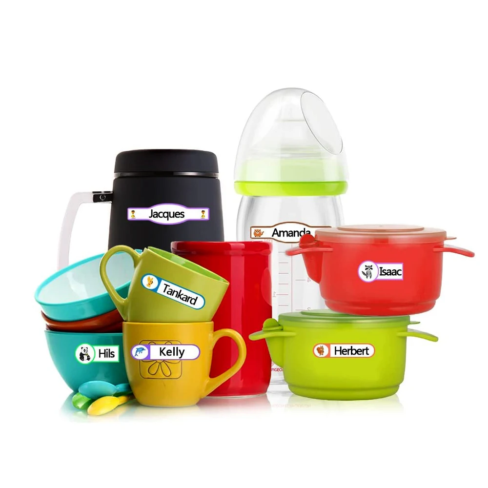 
Baby Bottle Labels for Daycare Self-Laminating, Waterproof Write-On Name Labels Durable Waterproof Write On Stickers 