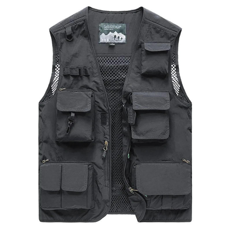 Men Photographer  Mesh Cargo Sleeveless Jacket Tool Vest 6XL Multi Pockets Summer Photography  US Tactical Hiking Fishing Vest