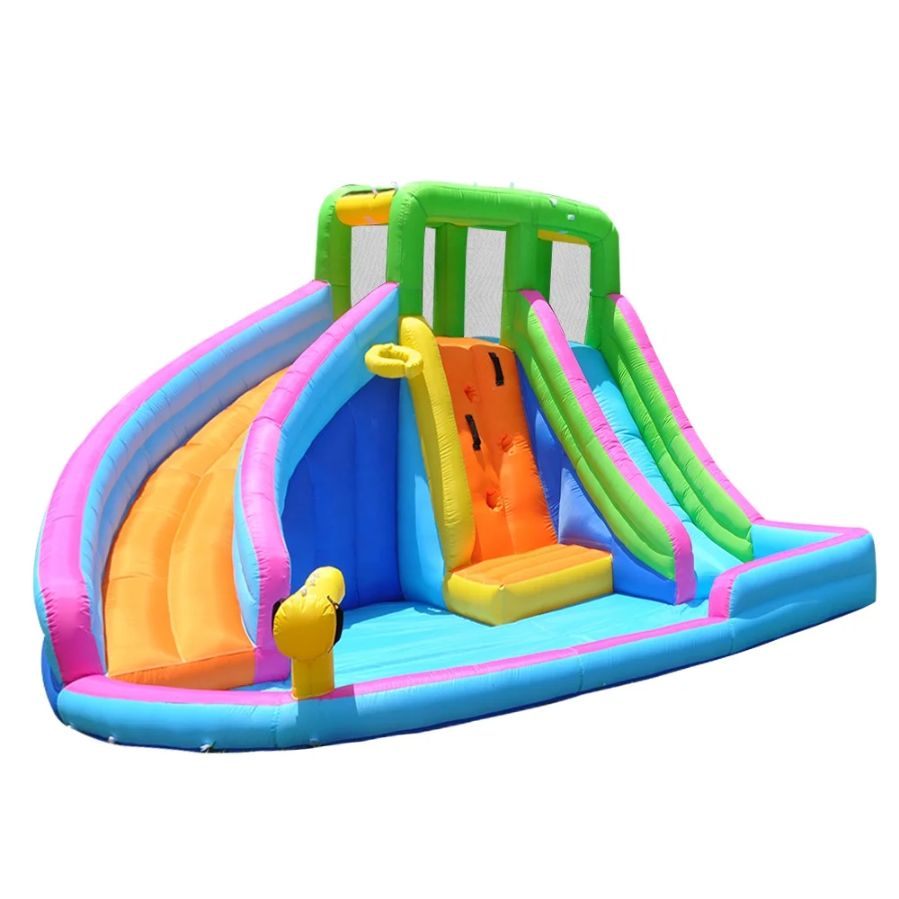 Outdoor home backyard inflatable bouncing bed double water slide trampoline water slide inflatable park