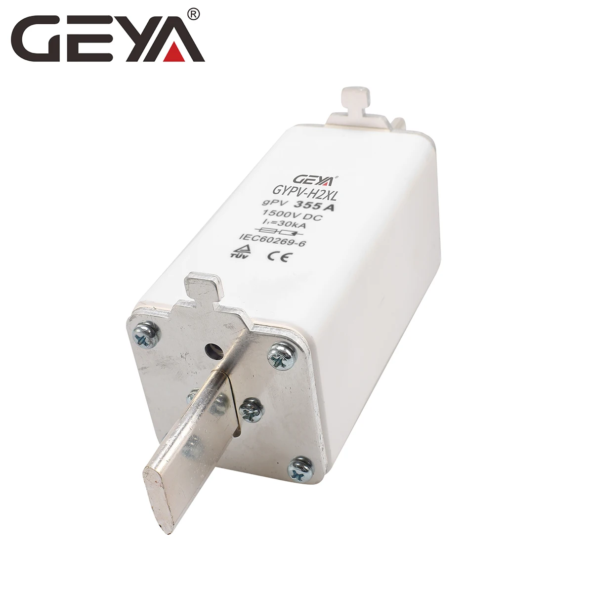 GEYA GYPV-H2XL 355A Low voltage electronic 1500V 80-400A thermal square fuse link ceramic DC holder for distribution box PV