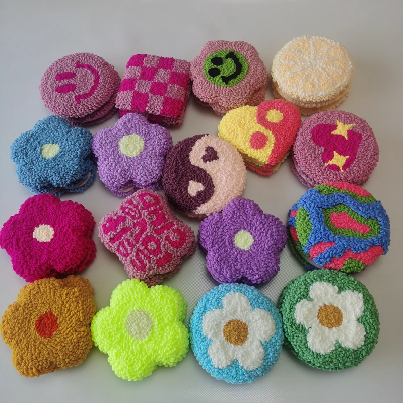 Novelty Gifts Feng Shui Punch Needle Handicraft Coaster Handicraft Cute Rug For Home Decorations