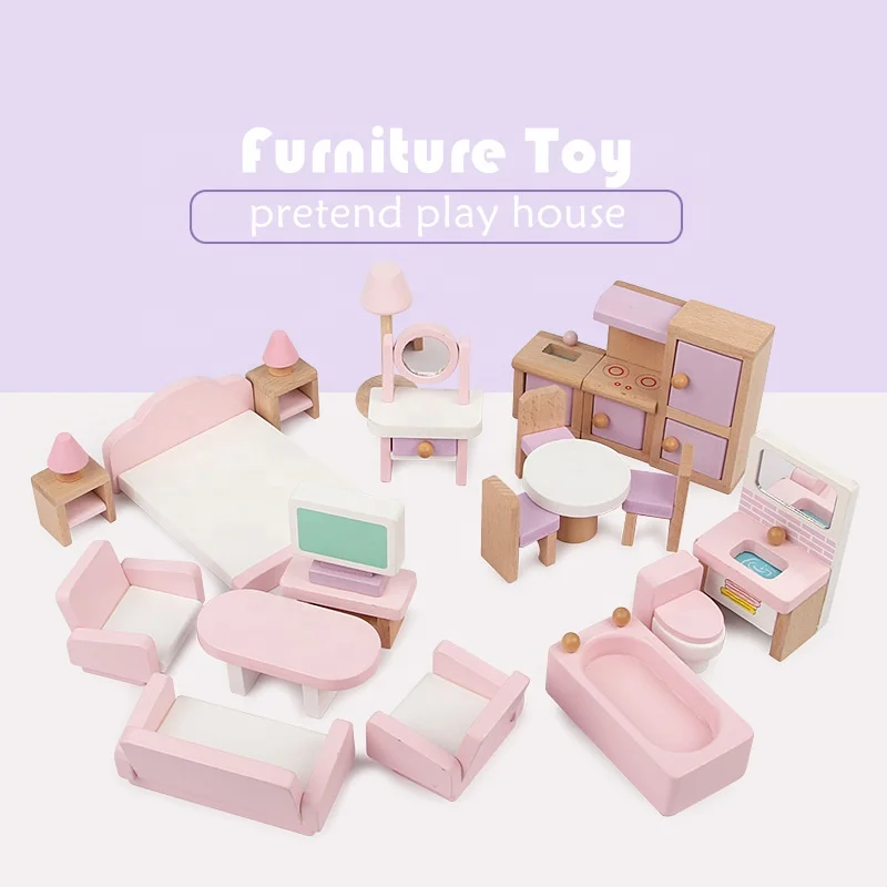 OEM и ODM принимается мини 3d Деревянный образовательный Творческий скандинавский стиль детский миниатюрный кукольный домик набор игрушек