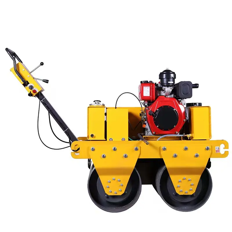 Vibratory Steel-wheeled Roller Real price Pedestrian Roller with Double Drum