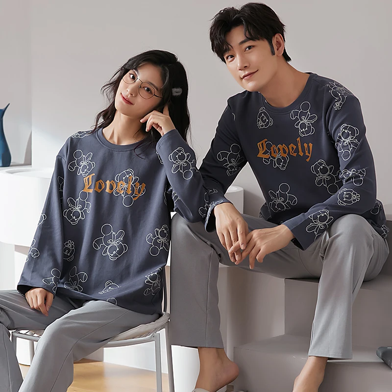 Fall Sleep Wear Lady 2 Piece Nightwear Rayon Nighty Home Clothes Silk Pyjama Designer Inspired Pajama Night Suit for Women Men