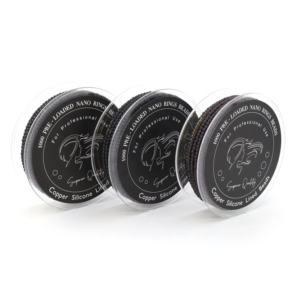 ARLANY 1000pcs Pre-Loaded Nano Rings Silicone Lined Nano Rings Beads Silicone Lined Beads for Nano Tip Hair Extensions