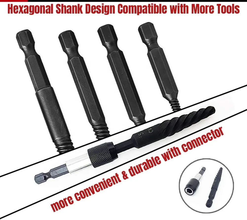 6 PCS Damaged Screw and Broken Bolt Extractor Set with 1/4 Quick Change Arbors Tool Kit