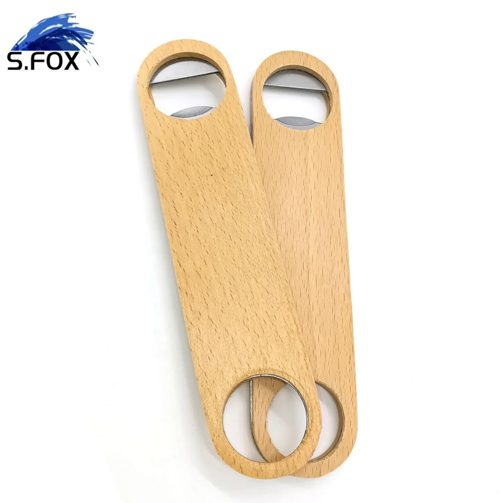 Wholesale Factory Supply Custom LOGO Blank Type Wood Cover Beer Bottle Opener