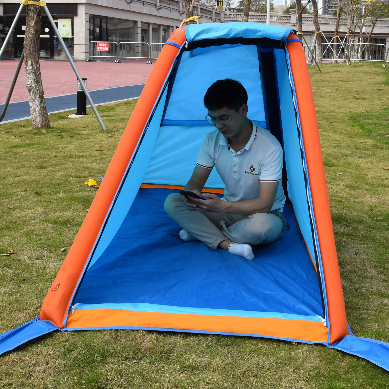 Wholesale Double Inflatable Camping Tent  Single Door Double Curtain Rainproof Moistureproof Tent Outdoor