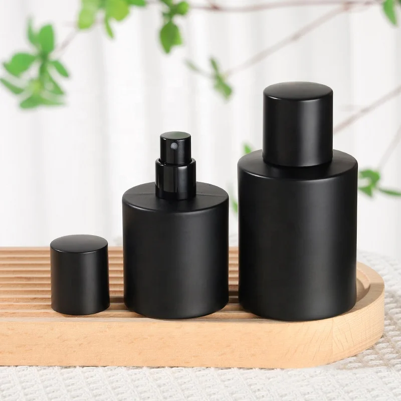 Wholesale Luxury Men Perfume Bottle 30ml 50ml Matte Black Perfume Bottle With Black Cap