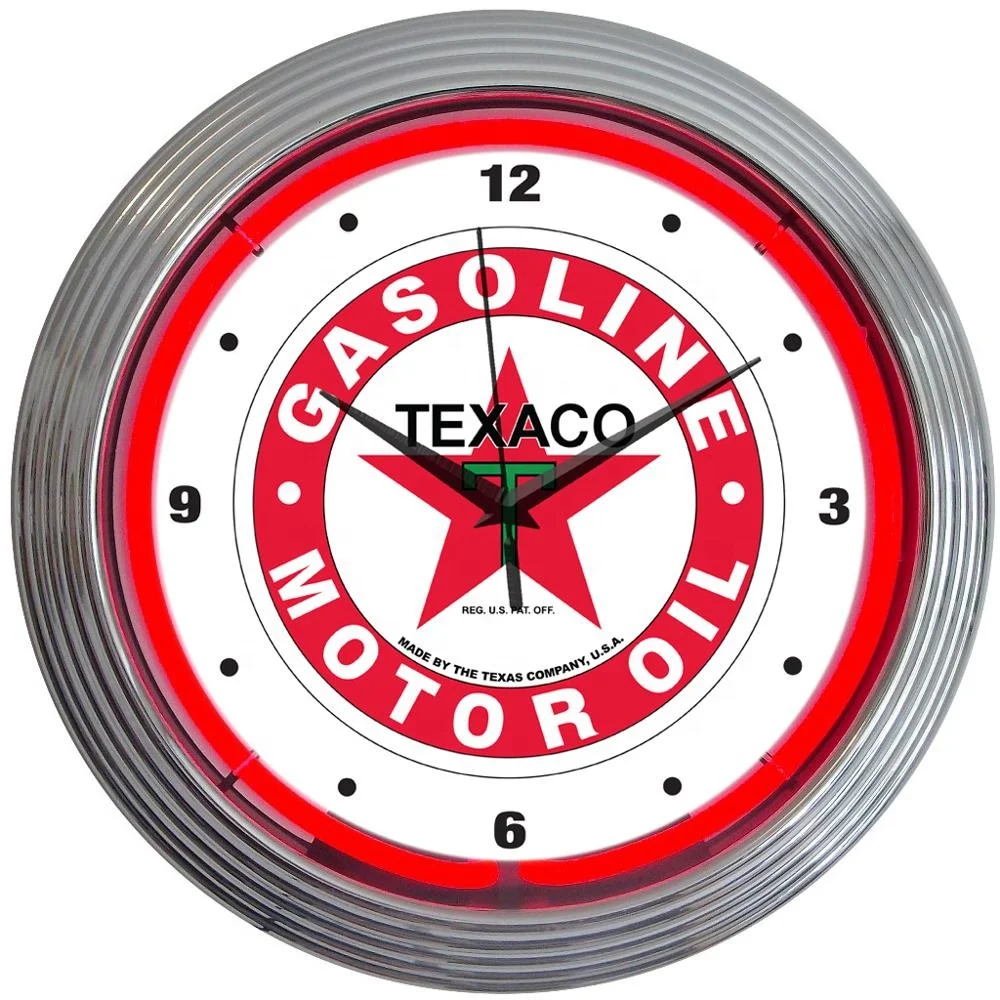 Oem factory china suppliers custom car garage vintage glass neon light sign texaco oil custom glass neon sign
