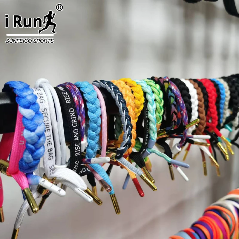 iRun Popular Sports Wristband Polyester Multi-Color Handmade Braided Rope Basketball Shoes Laces Cord Bracelet