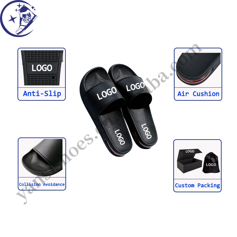 Color Printed Laser Engraved Customized Logo Slippers High Quality PVC Air Cushion Button To Sport teams Support OEM&ODM