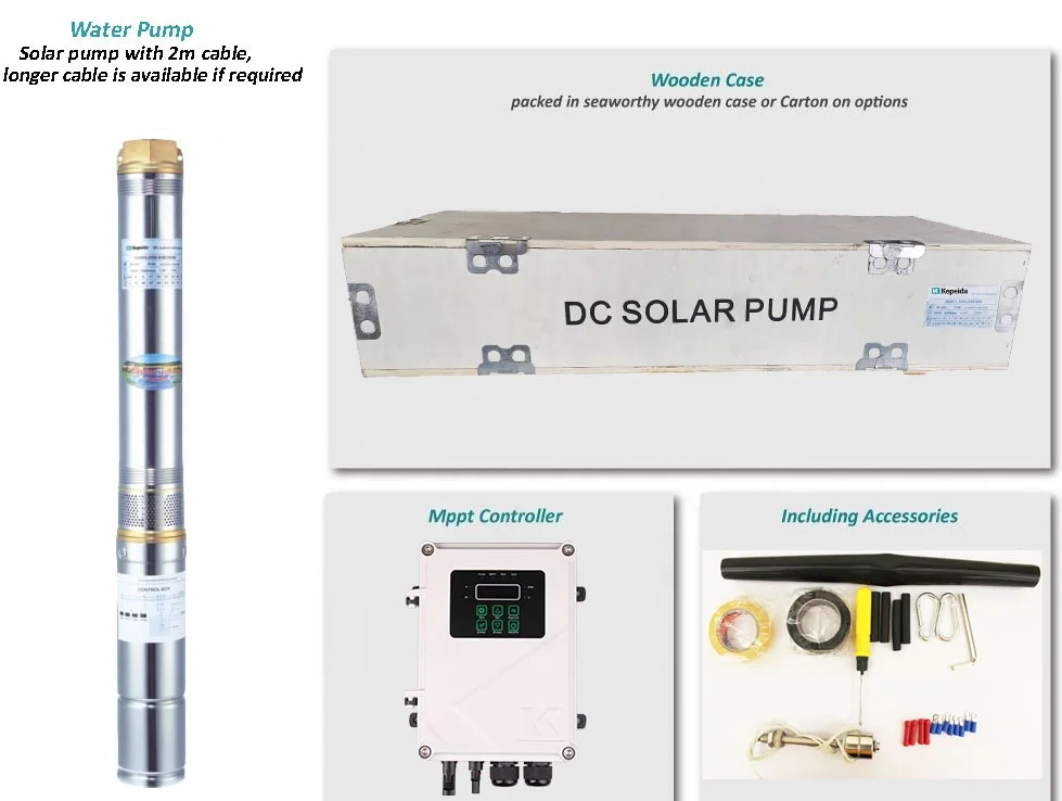 3inch 1HP 750W 72V 200M Head Agriculture DC Solar power Submersible Borehole Deep Well Water Pump kit with solar panel