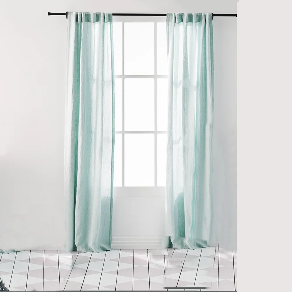 Black Outdoor Decorative Linen Curtains Living Room Luxury