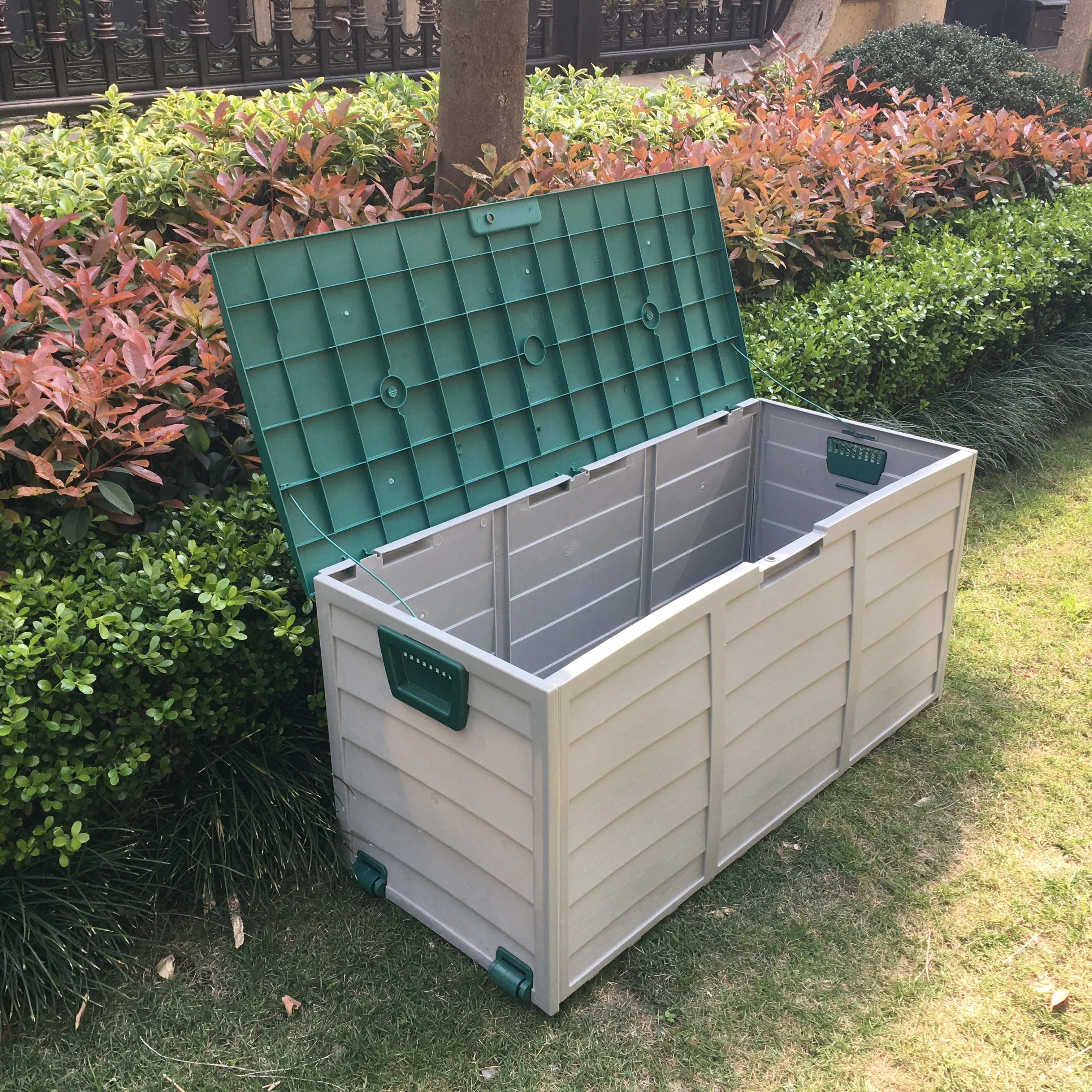 
Large Outdoor Garden Storage Box Wheeled Plastic Foldable Container Trunk 