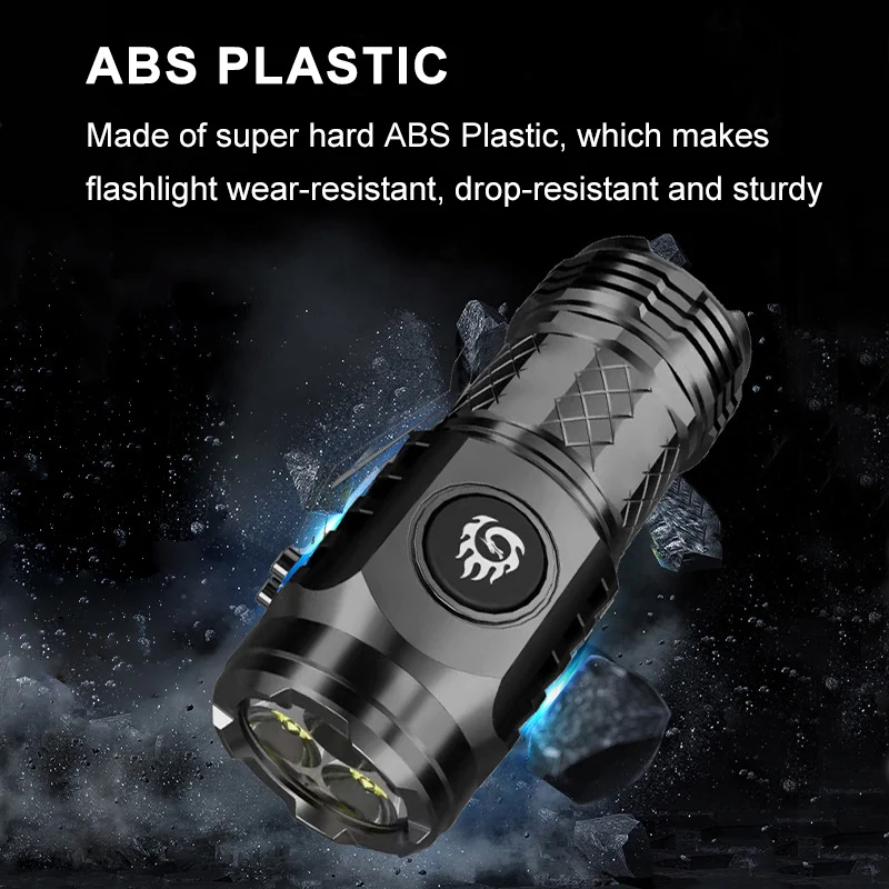 Оптовая продажа ультра яркий фонарик EDC ABS пластиковый металлический зажим Type-C USB-дисплей 3 * Светодиодный 3000 люмен уличный