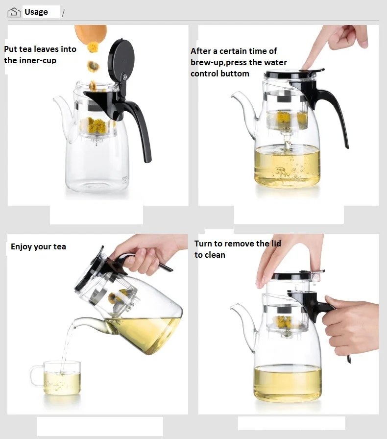 SAMADOYO Food Grade Heat-Resisting Borosilicate Glass Magic Tea Pot Restaurants Glass Teapot Kettle with Stainless Steel Filter