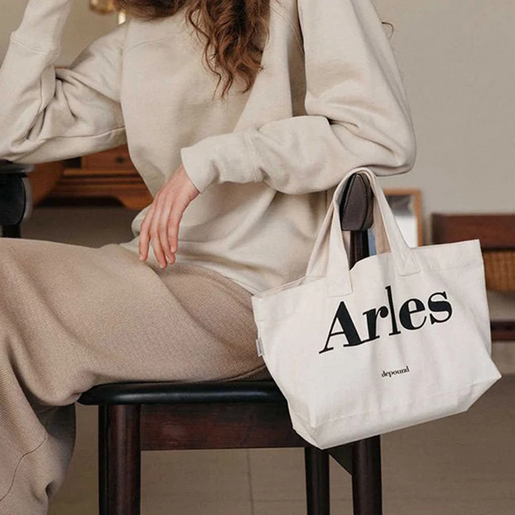 YASEN Custom Female Plain Cotton Canvas Tote Bag Fashion Korea Style Ins Simple Letter Printing Shopping Bag