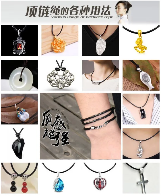 XD M002 3.0mmPU cords with sterling silver lobster clasp pu leather cord Pendant lanyard couple necklace rope pendant rope