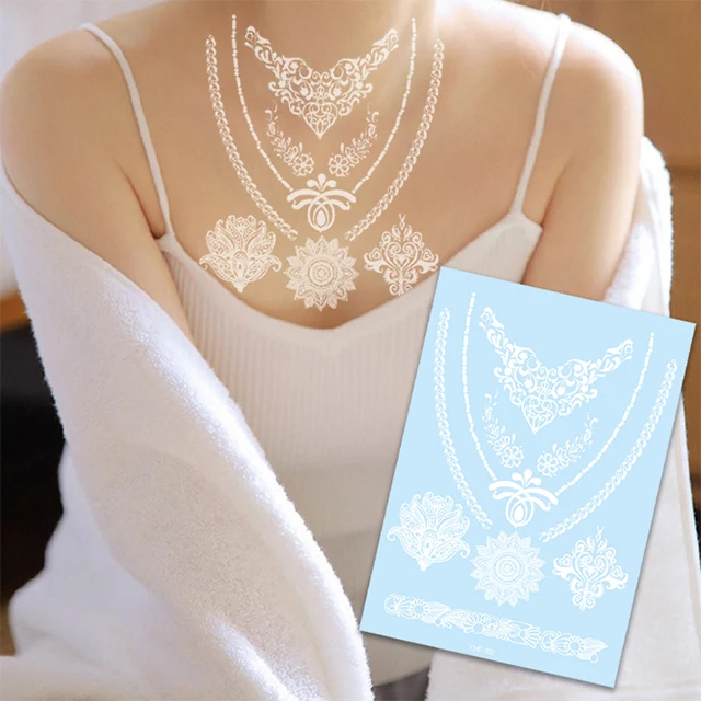 2023 Cheaper Customized Wedding Body White Temporary Tattoo Sticker Henna Designs