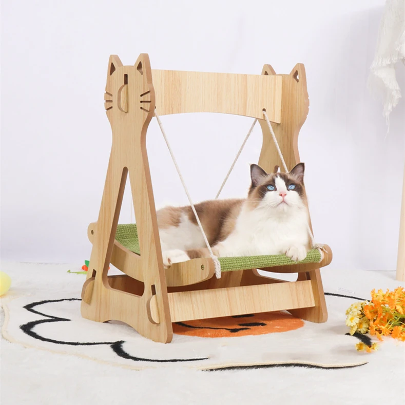 Wooden Cat Bed Shaker Anti-Rollover Hanging Nest Pet Hammock cat swing cat hammock bed