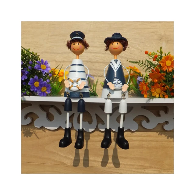 Handicraft Furnishing Articles Wooden Navy Hanging Foot Doll Ornaments (Sitting/Standing)  C100
