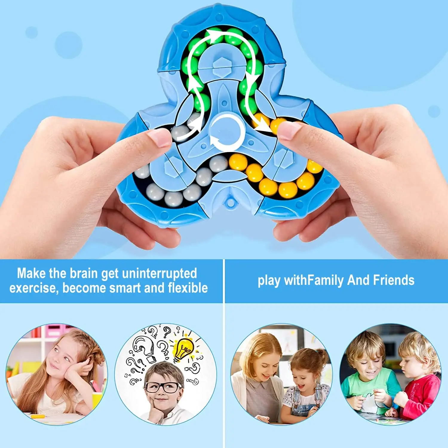 2024 hot Magic Bean Rotating Brain Teaser Finger Puzzle Toy Handheld Spinner Stress Anxiety Relief Ball Game For Adults and Kids