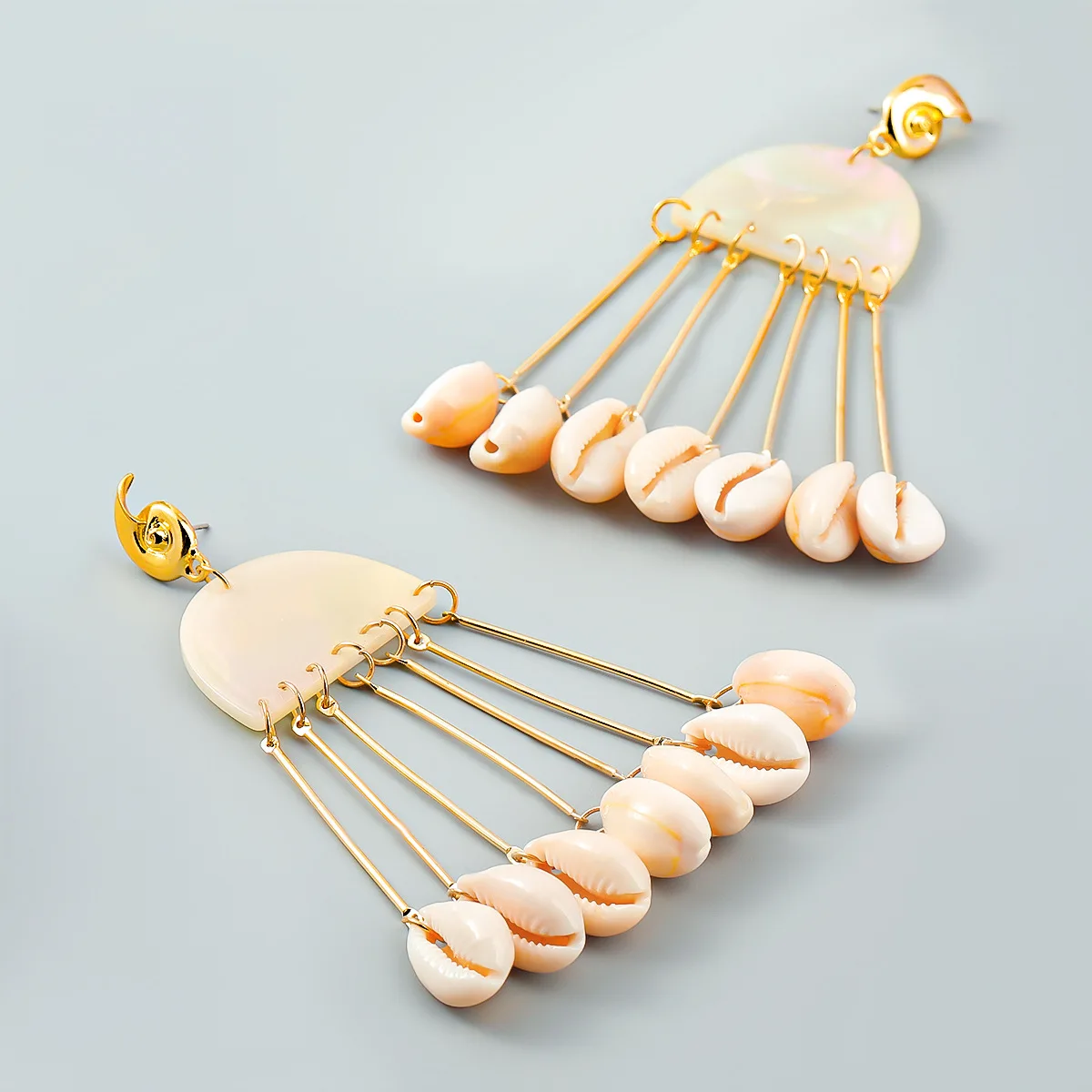 New Arrival Boho Multi Layer Shell Long Tassel Jewelry Acetic Acid Plate Ethnic Style Drop Earring For Women