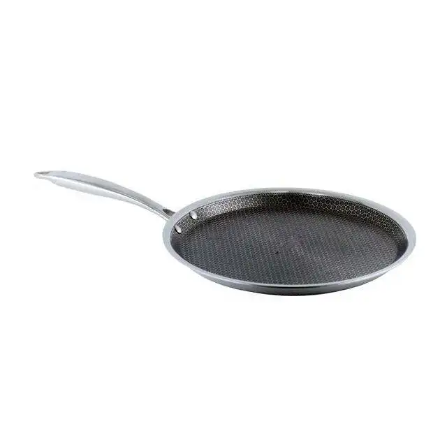 MYH China Factory Healthy Cooking Egg Frying Pan Kitchen Triply Stainless Steel Flat Pans Non-stick Honeycomb Griddle