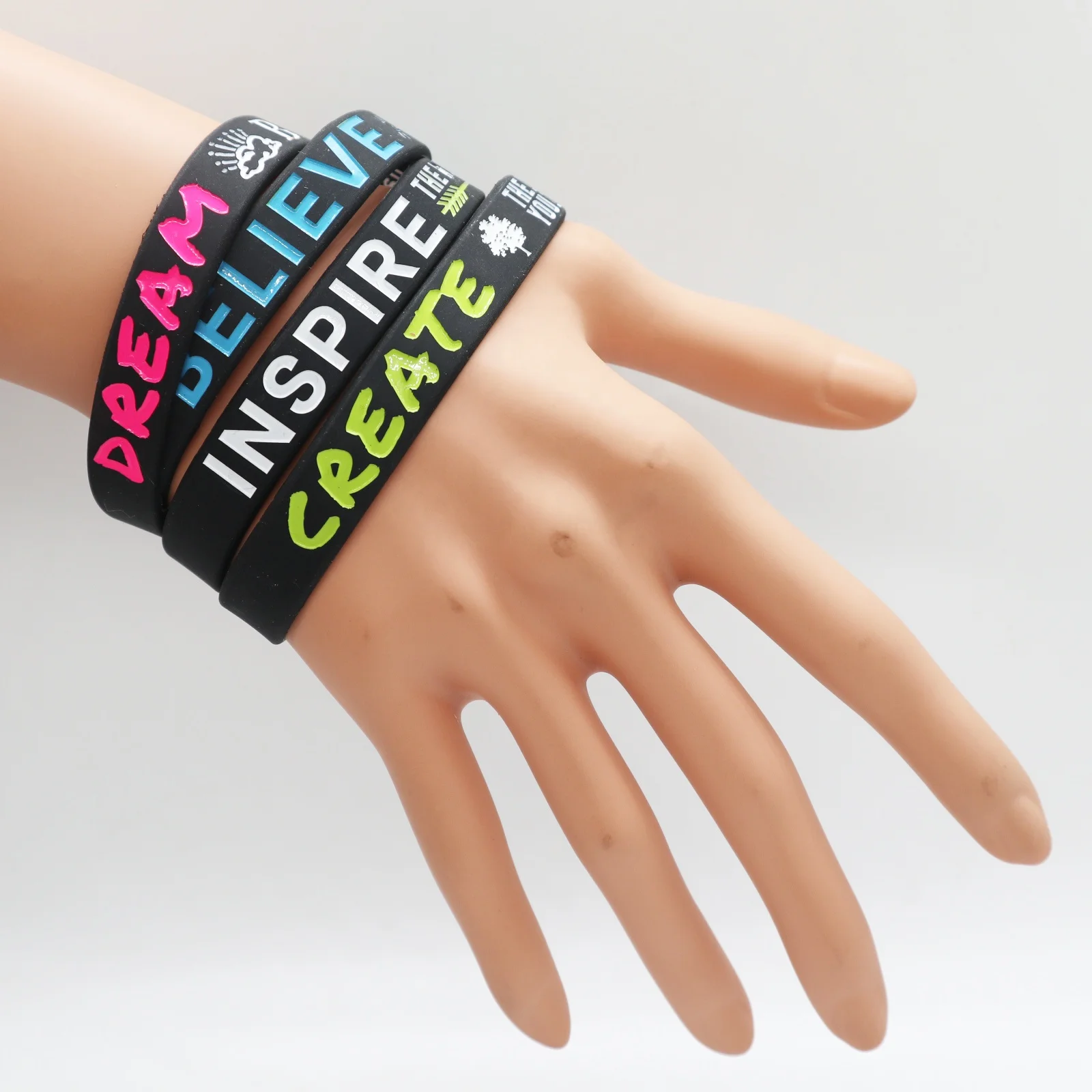 Ready to shipping Inspire Creative Believe Dream Wristband,Motivational Wristband for Party
