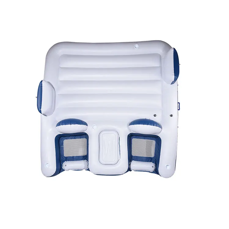 Four People square Floating Island Backrest Floatie Inflatable Floating Platform Inflatable Pool Float