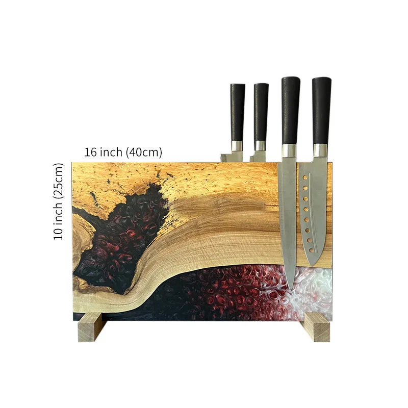 Luxury Epoxy Resin & Olive Wood Magnetic Knife Holder Knife Stand Knife Block for Kitchen Counter