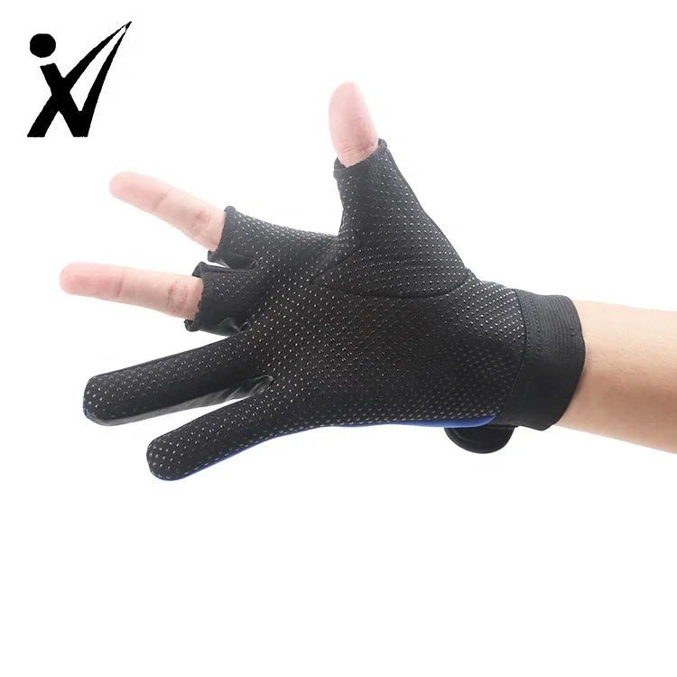 Men Fisherman Gloves With 3 Fingerless Non-slip Breathable Sun Protection Fish Gloves Waterproof Boating Fishing Gloves