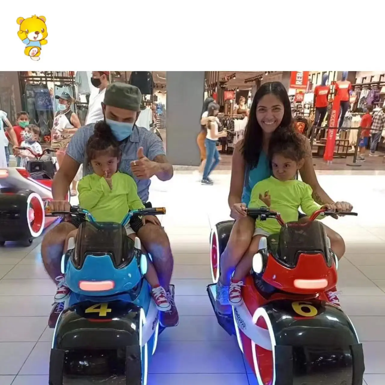 Shopping Mall  Amusement Park  Battery Powered Auto Stop Ghost Kids Ride on Scooter Children Amusement Motorbikes