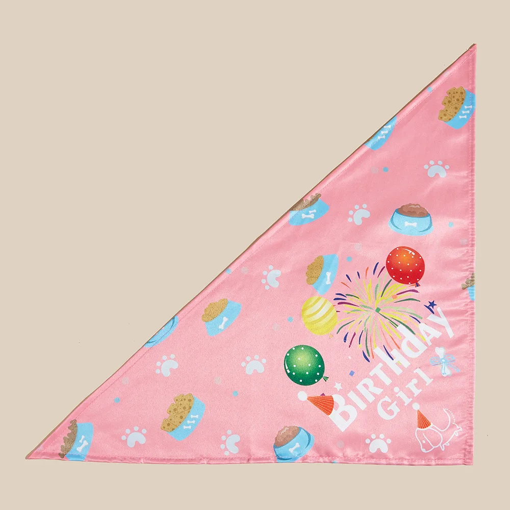 Wholesale Pet Birthday Party Supplies Lovely Print Decoration Scarf Hat Holiday Polyester Dog Bandana