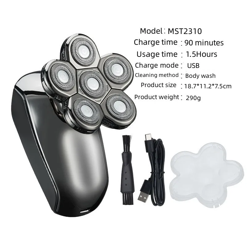 New full-body washing electric shaver Multi-functional home shaver six-blade bald hair