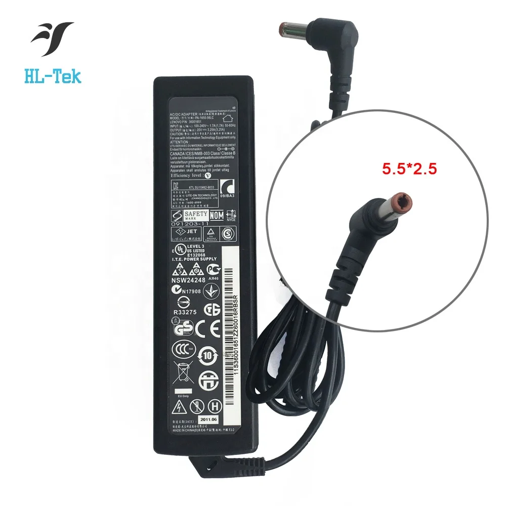 Адаптер переменного тока 20V 3.25A 65W для ноутбука Lenovo Ideapad Z580 Z585 B580 B585 B485 E49 G485 ADP-65KH B