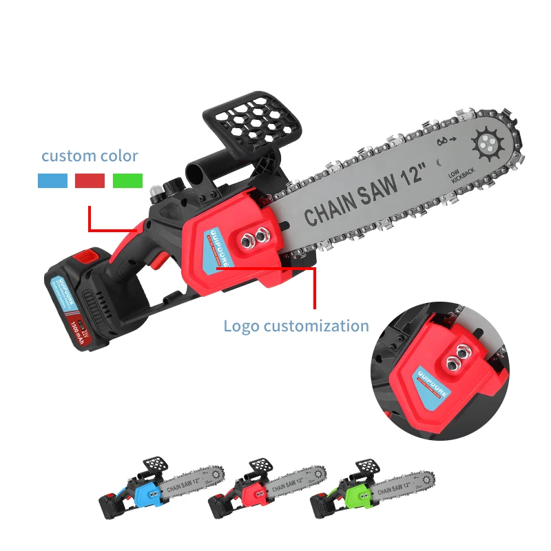 12-Inch Electric Cordless Chain Saw Battery Powered Handheld Brushless Pruning Trees Portable Circular Saw DIY Industrial Use