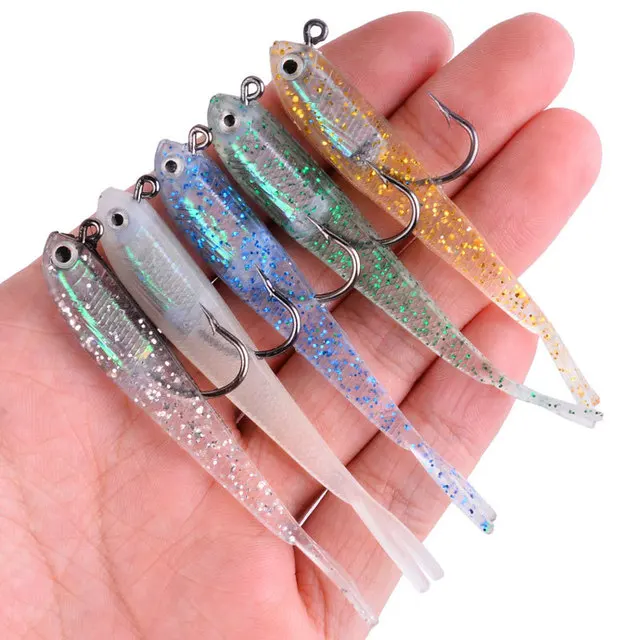 Custom Forktail Jig Head Lure 75mm 6g Fishing Lures Luminous Soft Sorm Slipper Seabass Blackfish Bait