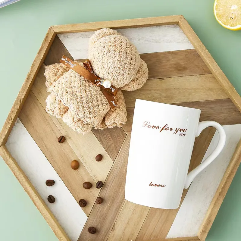 luxury gift set wedding gift box set opening small gift bear Mug customized logo porcelain cup