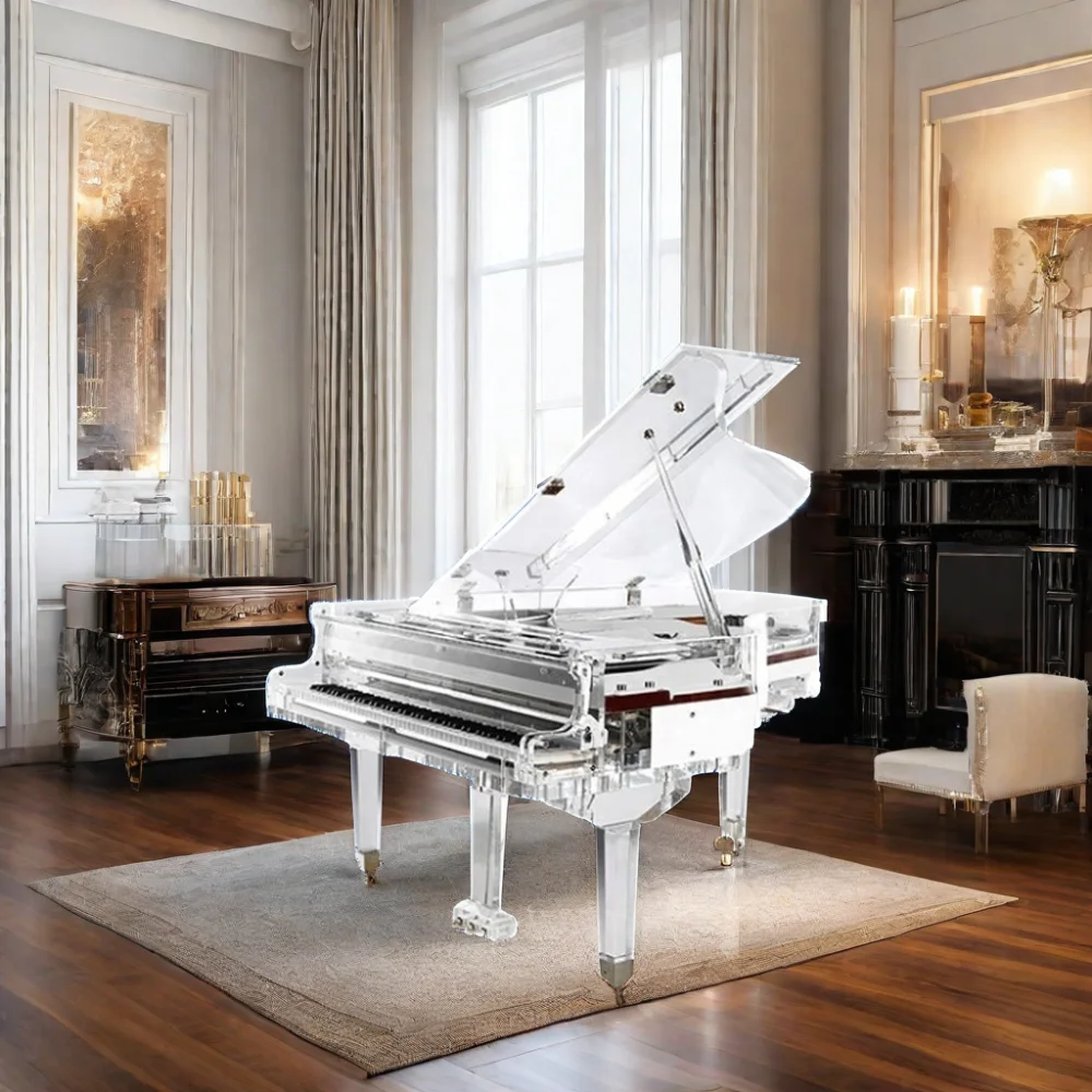Best-Selling World-Wide Wedding Favor Mechanical Acrylic Crystal Piano Elegant Upright Grand Piano with Keyboard Model Number
