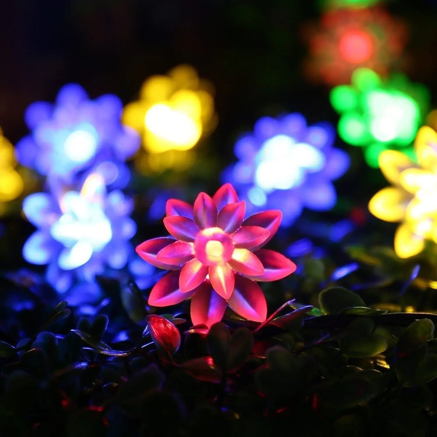 Lotus Flower IP65 Solar Lights Outdoor String Solar Led Christmas Lights